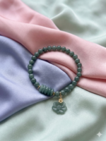 Vòng tay lam ngọc bích 6 ly charm hoa sen - Ảnh 3