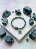 Vòng tay lam ngọc bích 6 ly charm hoa sen - Ảnh 2